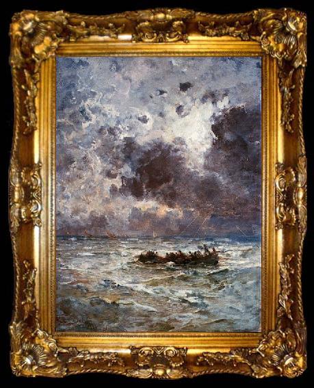 framed  Pompeo Mariani Seascape at Bordighera, ta009-2